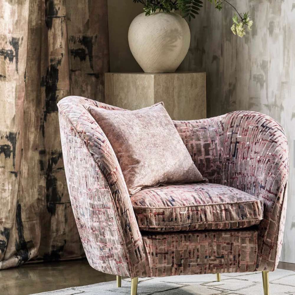 Clarke & Clarke Lagna Fabric in Blush & Natural